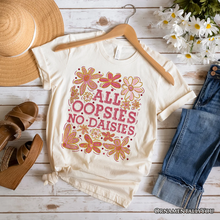 Load image into Gallery viewer, All Oopsies No Daisies Mom Floral T-Shirt, Boho Funny Quote White Tee for Free-Spirited and Stylish Mothers
