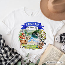 Carregar imagem no visualizador da galeria, Artistic Arkansas State Themes and Landmarks T-Shirt, Tee for History and Travel Lovers
