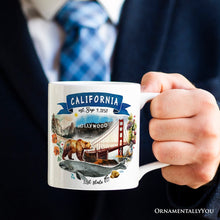 Carregar imagem no visualizador da galeria, Artistic California State Themes and Landmarks Personalized Mug With Custom Name
