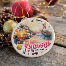 Carregar imagem no visualizador da galeria, Artistic Miami Paradise Downtown Ornament, Unique and Cultural Florida Vacation Souvenir
