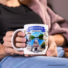 Load image into Gallery viewer, Artistic Mississippi State Themes and Landmarks Personalized Mug With Custom Name
