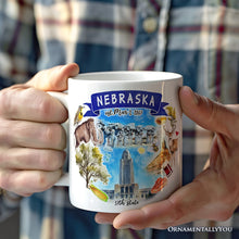Carregar imagem no visualizador da galeria, Artistic Nebraska State Themes and Landmarks Personalized Mug With Custom Name
