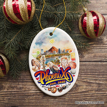 Carregar imagem no visualizador da galeria, Artistic Phoenix City Handcrafted Ceramic Ornament, Arizona State Souvenir and Tree Decor
