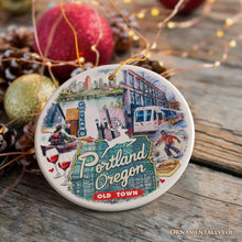 Carregar imagem no visualizador da galeria, Artistic Portland City Ceramic Art Ornament, Oregon Souvenir and Christmas Gift
