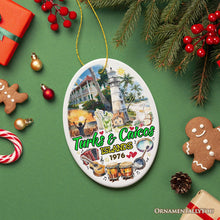 Carregar imagem no visualizador da galeria, Artistic Turks and Caicos Islands Beach Paradise Ornament, Unique Tropical British Overseas Territories Vacation Souvenir
