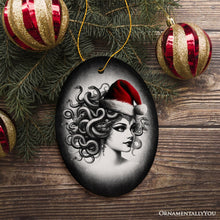 Carregar imagem no visualizador da galeria, Bewitching Medusa with Santa Hat Ornament, Alluring Christmas Decoration for Halloween Tree Keepsake

