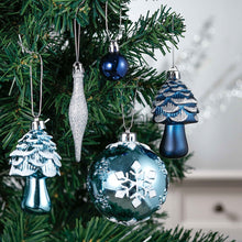 Load image into Gallery viewer, Blue and Silver Ornament Bundle Set, Owls and Glittery Winter Tree 80 Piece Set
