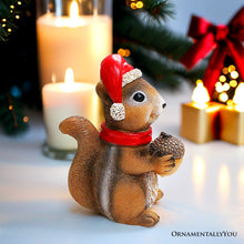 Cargar imagen en el visor de la galería, Charming Chipmunk with Santa Hat Figurine, 5&quot; Playful Christmas Rodent Garden Statue
