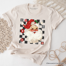 Load image into Gallery viewer, Checkered Santa Claus Vintage T-Shirt, Retro Merry Christmas Tee
