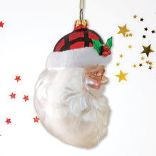 Cargar imagen en el visor de la galería, Cheerful Santa Head Sparkling Glass Christmas Ornament
