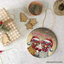 Cargar imagen en el visor de la galería, Christmas Cheer Chicken Ornament, Whimsical Holiday Tree Decoration
