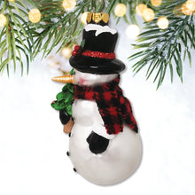 Load image into Gallery viewer, Comfy Snowman and Radiant Christmas Tree Blown Glass Holiday Ornament
