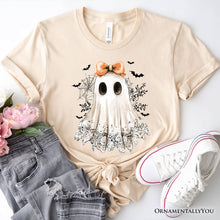 Load image into Gallery viewer, Coquette Ghost T-Shirt, Cute Halloween Tee for Girly Ghouls
