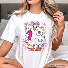 Load image into Gallery viewer, Coquette Teacher Goose T-Shirt, Funny Classroom Tee for Educators
