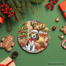 Load image into Gallery viewer, Cozy Fireplace Beagle Ornament, Snuggly Canine Christmas Gift and Decor
