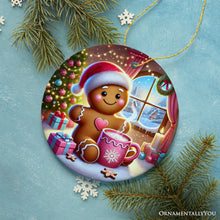 Load image into Gallery viewer, Cozy Gingerbread Man Pink Themed Ornament, Delightful Christmas Gift and Decor

