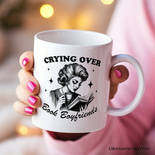 Load image into Gallery viewer, Crying Over Book Boyfriends Personalized Mug, Retro Anti-Valentine Funny Gift With Custom Name
