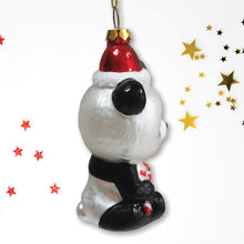 Load image into Gallery viewer, Cute Panda with Santa Hat and Gift Blown Glass Christmas Ornament
