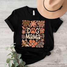 Load image into Gallery viewer, Dog Mama Boho Floral T-Shirt, White and Black Tee for Proud and Stylish Pet Lovers
