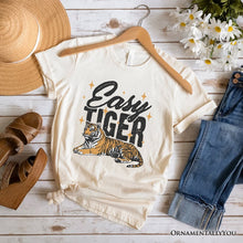 Carregar imagem no visualizador da galeria, Easy Tiger Retro Grunge T-Shirt, Vintage White and Natural Tee With Wild Animal
