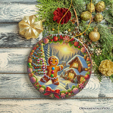 Load image into Gallery viewer, Enchanting Gingerbread Man in a Christmas Village Ornament, Whimsically Cheerful Holiday Gift and Tree Decor
