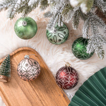 Load image into Gallery viewer, Enchanting Subtle Nature Ornament Bundle, Set of 6 Pine Green, Light Green, Mint Green, Pink and Matte Red Baubles
