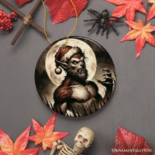 Carregar imagem no visualizador da galeria, Ferocious Werewolf with Santa Hat Ornament, Terrifying Holiday Gift for Halloween Lovers

