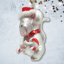 Load image into Gallery viewer, Festive Holiday Mouse Glass Christmas Ornament
