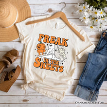 Load image into Gallery viewer, Freak in the Sheets Ghost T-Shirt, Naughty Halloween Tee for Spooky Adults
