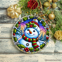 Load image into Gallery viewer, Frosty and Holly Snowman Ornament, Gift and Decor for Cheerful Winter Christmas Tree
