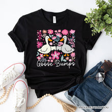 Carregar imagem no visualizador da galeria, Funny Goose Bumps Floral T-Shirt, White, Natural and Black Sarcastic Goose Tee Gifts
