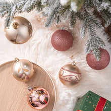 Load image into Gallery viewer, Glamorous and Cute Shiny Pink and Rose Gold Christmas Ornament Set, Glittered and Girly Feminine Holiday Baubles
