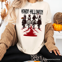 Cargar imagen en el visor de la galería, Howdy Halloween Cowgirl Women T-Shirt, Empowered Western Spooky Tee
