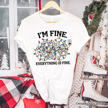 Carregar imagem no visualizador da galeria, I’m Fine Christmas Lights T‑Shirt, Funny Holiday Humor Tee for Stressed Festive People
