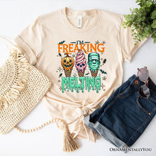 Load image into Gallery viewer, I’m Freaking Melting Frankenstein T-Shirt, Funny Ice Cream Halloween Tee for Summer Spooky Season
