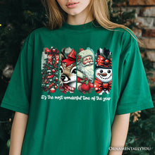 Carregar imagem no visualizador da galeria, It's Most Wonderful Time Of The Year T‑Shirt, Reindeer, Santa, Snowman Vintage Tee for Christmas
