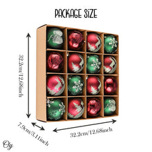 Load image into Gallery viewer, Majestic Winterly Nature Glittered Ornament Bauble Set, Red and Green Balls Bundle with Acorns, Snowflakes, and Spruce Tree Accents
