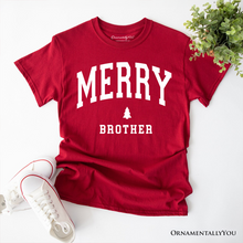 Carregar imagem no visualizador da galeria, Merry Brother Retro Christmas T-Shirt, Matching Family Holiday Tee
