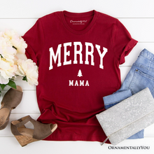 Carregar imagem no visualizador da galeria, Merry Mama Retro Christmas T-Shirt, Matching Family Holiday Tee
