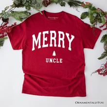 Carregar imagem no visualizador da galeria, Merry Uncle Retro Christmas T-Shirt, Matching Family Holiday Tee
