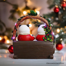 Carregar imagem no visualizador da galeria, Nostalgic Panda Duo Festive Lighted Figurine, 6" LED Christmas Bear Statue
