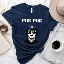 Carregar imagem no visualizador da galeria, Police Edgar Allan Poe Poe T-Shirt, Navy and White Funny Tee
