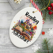 Carregar imagem no visualizador da galeria, Reading is an Adventure Ornament, Book Lover of Fiction Christmas Gift

