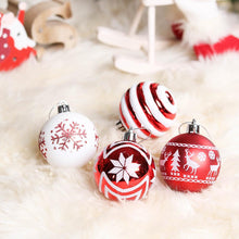 Load image into Gallery viewer, 24 Red and White Ornament Balls, Assorted Christmas Glitter Baubles
