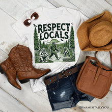 Carregar imagem no visualizador da galeria, Respect Locals Bigfoot T-Shirt, White Funny Sasquatch Tee for Nature
