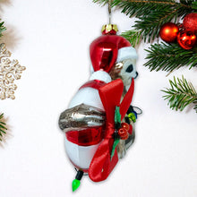 Carregar imagem no visualizador da galeria, Sloth and Candy Cane Glass Christmas Ornament
