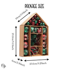 Load image into Gallery viewer, Sophisticated Red and Green Saturated Ornament Ball Bundle Set, Refined Forest Nature Glittered Patterns on Baubles, 70 Pieces
