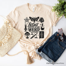 Load image into Gallery viewer, Stay Weird Witchy Vibes T-Shirt, Mystical Halloween Tee for Powerful Women
