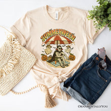 Cargar imagen en el visor de la galería, Summerween Vampire Dracula T-Shirt, Retro Halloween Beach Tee for Horror Spooky Summer Season
