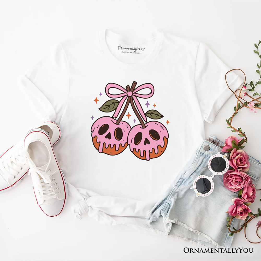 Sweet and Spooky Poison Cherries Halloween T-Shirt, Coquette Skulls Tee